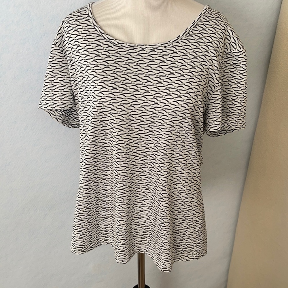 Sag Harbor Black/White Wavy Short Sleeve Shirt
